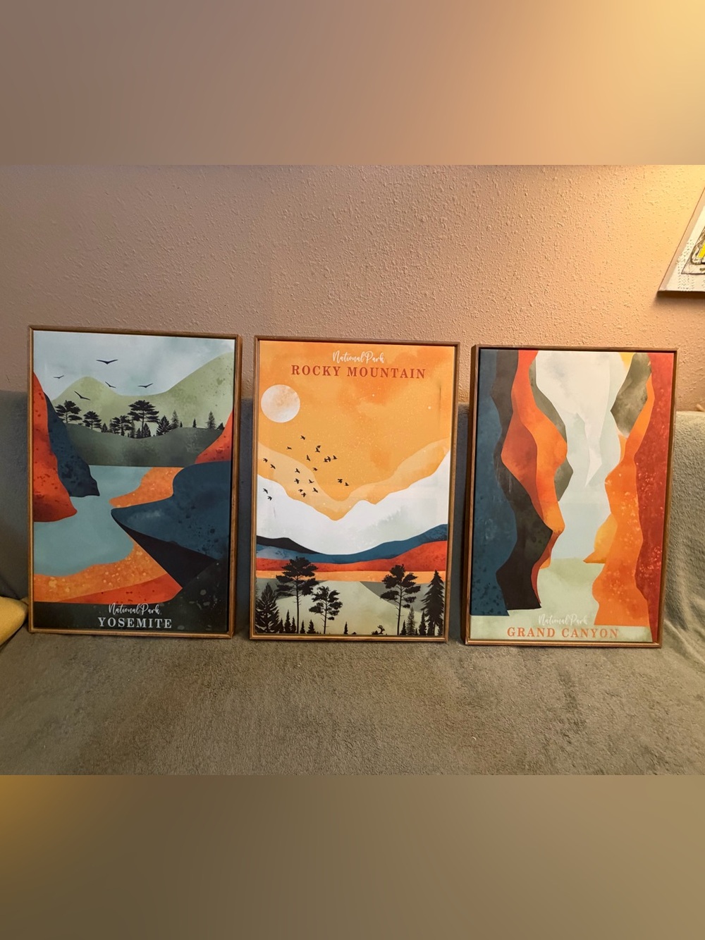 Rocky Mountain Orange Landscape Framed Canvas